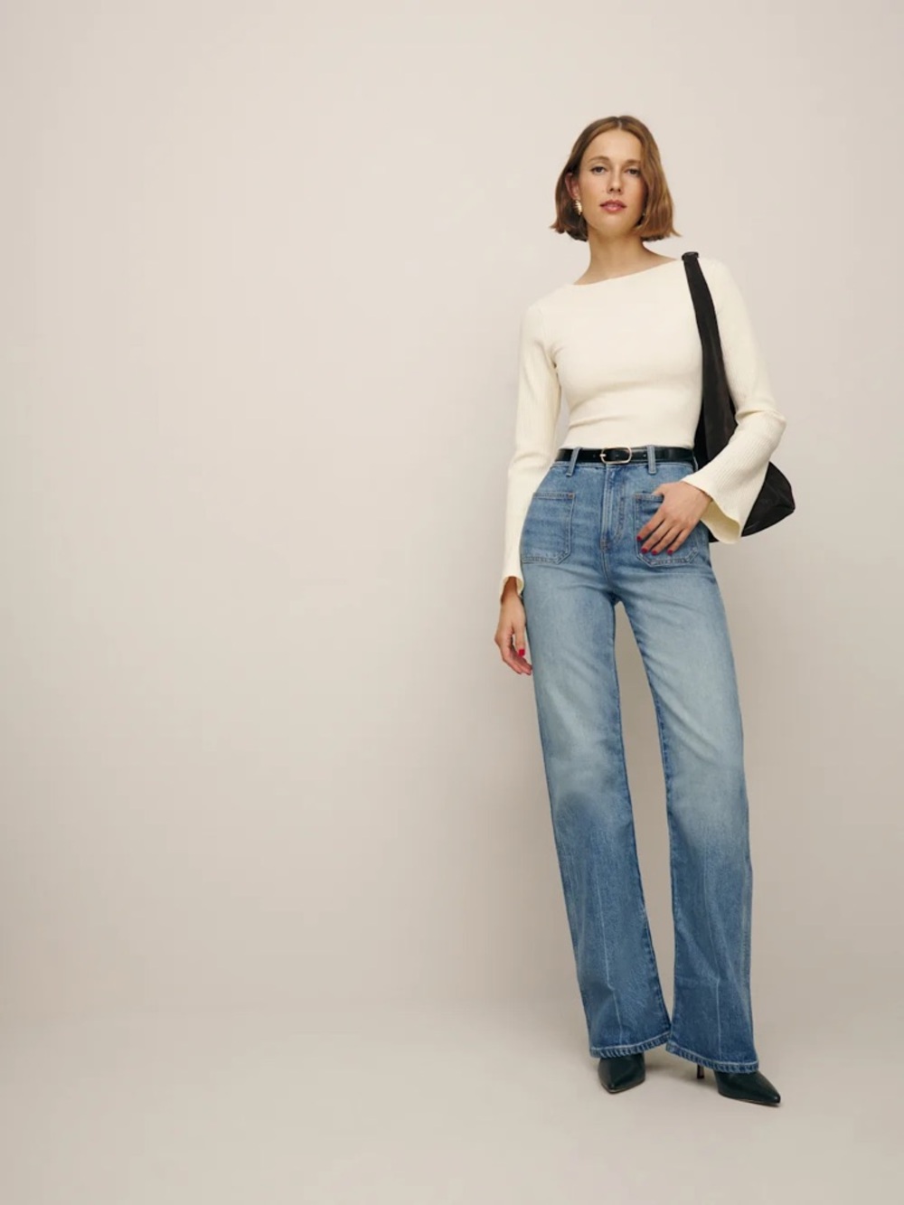 Reformation Alyssa Stretch High Rise Wide Leg Long Jean 27